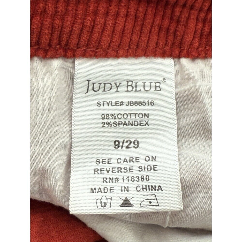 Judy Blue Women's 9/29 Ankle Straight Crop Corduroy Pant Rust Orange Button Fly - Picture 7 of 11